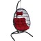 Sunnydaze Resin Wicker Hanging Egg Chair With Steel Stand/Cushions - Red